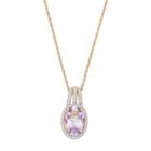 14k Gold Over Silver Rose De France Amethyst & Lab-created White Sapphire Halo Pendant, Women's, Size: 18, Pink