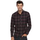 Apt. 9&reg; Modern-fit Plaid Brushed Flannel Button-down Shirt, Size: Medium, Red