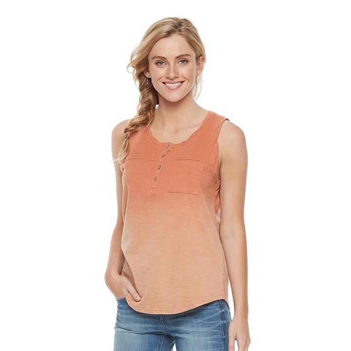 Women's Sonoma Goods For Life&trade; Twist Henley Tank, Size: Xxl, Drk Orange