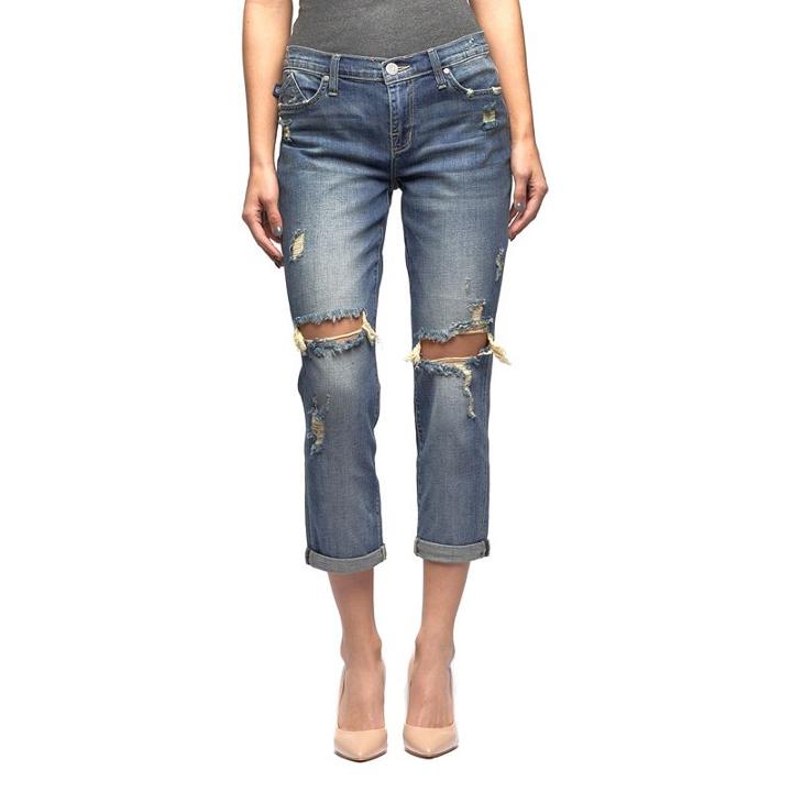 Women's Rock & Republic&reg;&reg; Indee Ripped Slim-fit Boyfriend Jeans, Size: 12 Avg/reg, Med Blue