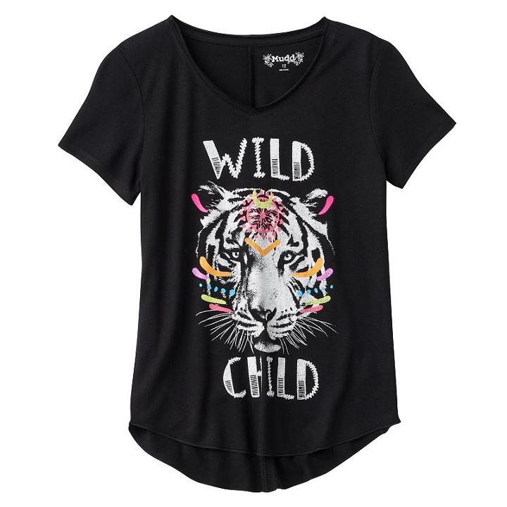 Girls 7-16 & Plus Size Mudd&reg; Seamed Back High-low Hem Graphic Tee, Girl's, Size: 18 1/2, Oxford