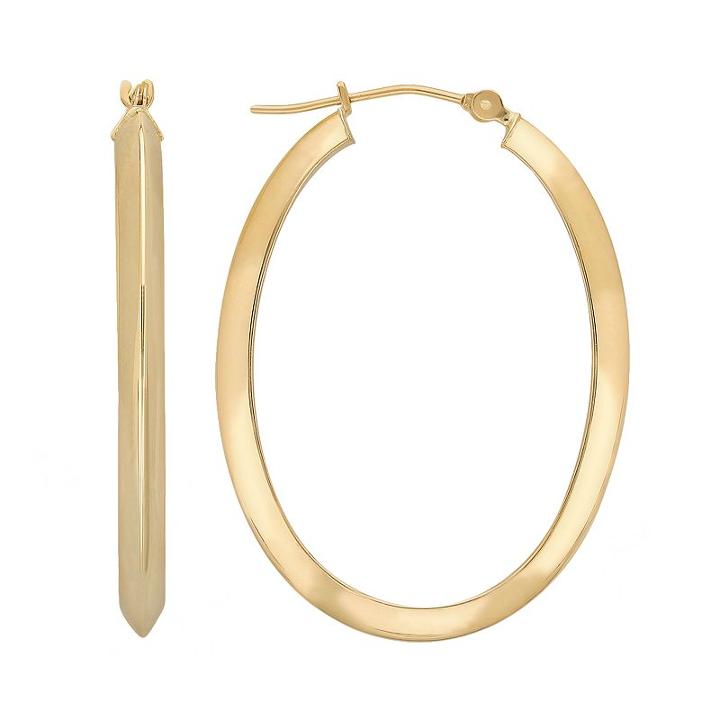 Everlasting Gold 10k Gold Oval Hoop Earrings, Women's, Yellow