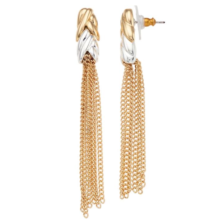 Napier Two Tone Chain Tassel Drop Earrings, Women's, Multicolor