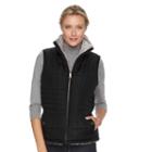 Women's Kc Collections Quilted Reversible Vest, Size: Medium, Black