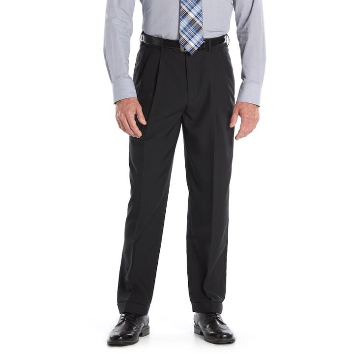 Big & Tall Croft & Barrow&reg; Classic-fit Easy-care Pleated Dress Pants, Men's, Size: 44x34, Black