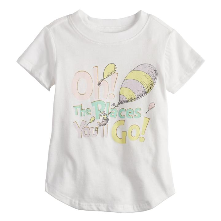 Baby Girl Jumping Beans® Dr. Suess Oh The Places You'll Go Graphic Tee, Size: 12 Months, White