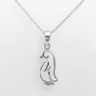 Sterling Silver Openwork Penguin Pendant, Women's, Size: 18, Grey