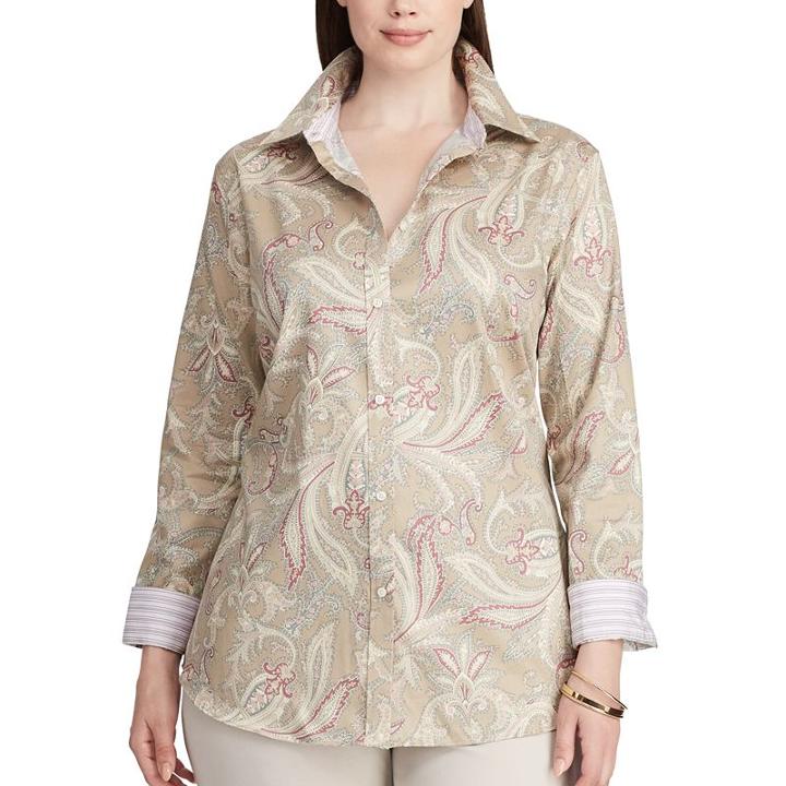 Plus Size Chaps Non-iron Cotton Button-down Shirt, Women's, Size: 1xl, White