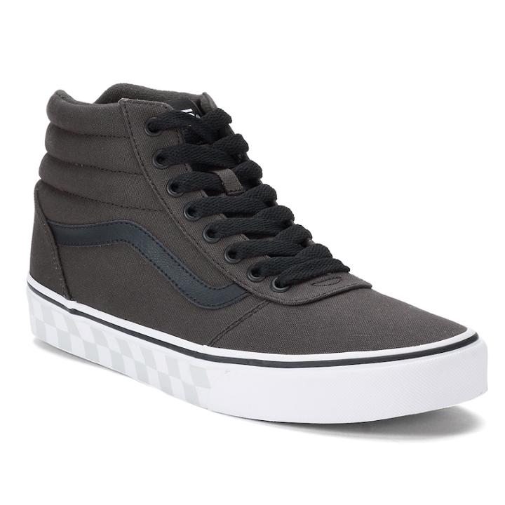 Vans Ward Hi Check Foxing Men's Skate Shoes, Size: Medium (13), Black