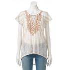 Women's French Laundry Embroidered High-low Tee, Size: Small, Lt Beige