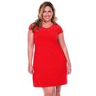 Plus Size White Mark Lace-trim Fit & Flare Dress, Women's, Size: 3xl, Red
