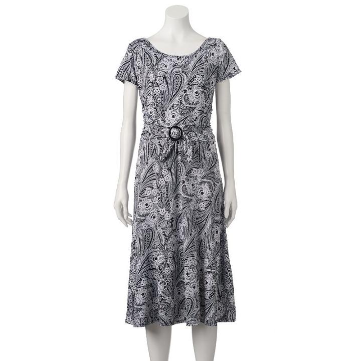 Women's Perceptions Ruched Paisley Midi Dress, Size: 12, Oxford