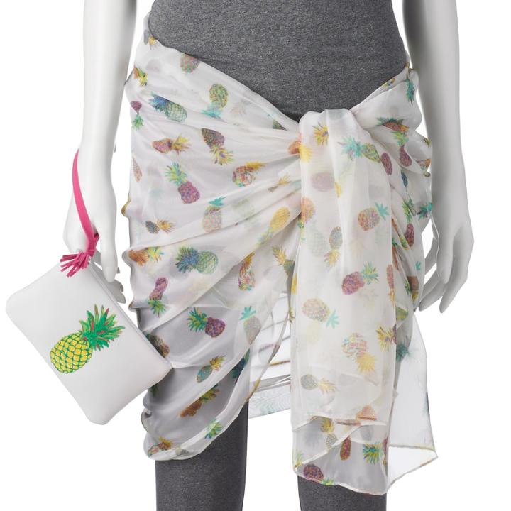 Women's Sonoma Goods For Life&trade; Print Oversized Wrap Scarf With Neoprene Pouch, White Multi