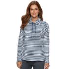 Chaps Striped Cowlneck Sweatshirt - Women's, Size: Large, Blue