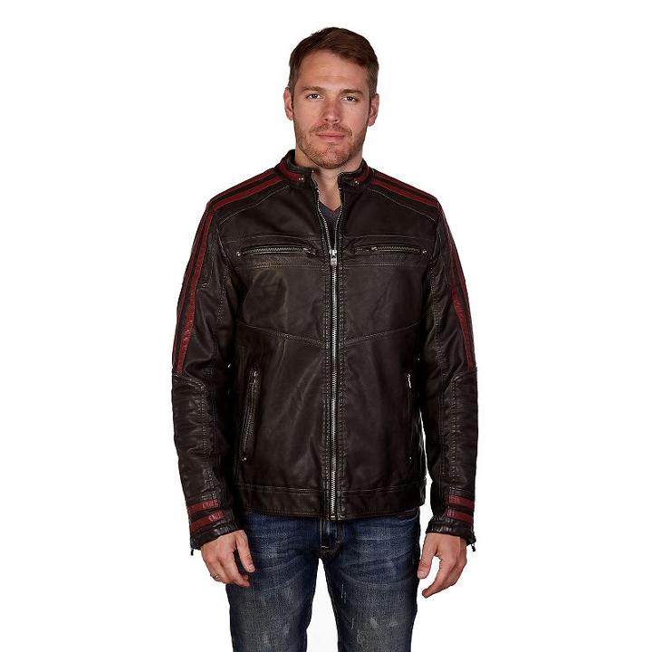 Men's Xray Striped Moto Faux-leather Jacket, Size: Xl, Black