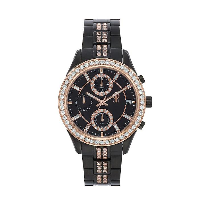 Jennifer Lopez Women's Marilyn Crystal Two Tone Stainless Steel Chronograph Watch, Size: Medium, Black