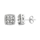 Diamond Splendor Sterling Silver Crystal & 1/4 Carat T.w. Diamond Square Halo Stud Earrings, Women's, White