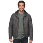 Men's Urban Republic Modern-fit Faux-leather Hooded Jacket, Size: Medium, Grey