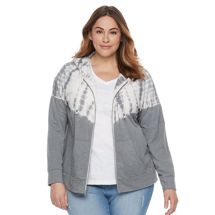 Plus Size Sonoma Goods For Life&trade; Tie-dye Hoodie, Women's, Size: 2xl, Light Grey