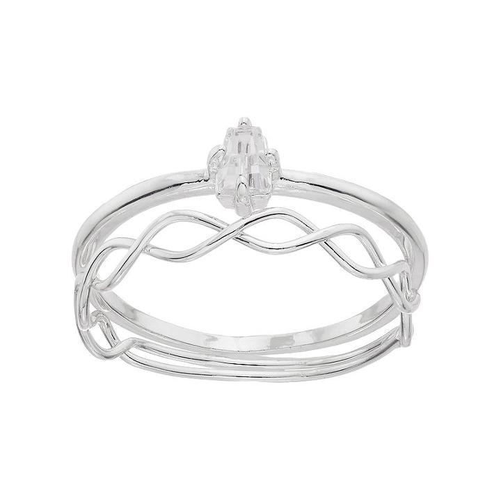 Lc Lauren Conrad Twisted & Solitaire Ring Set, Women's, Size: 7, Silver