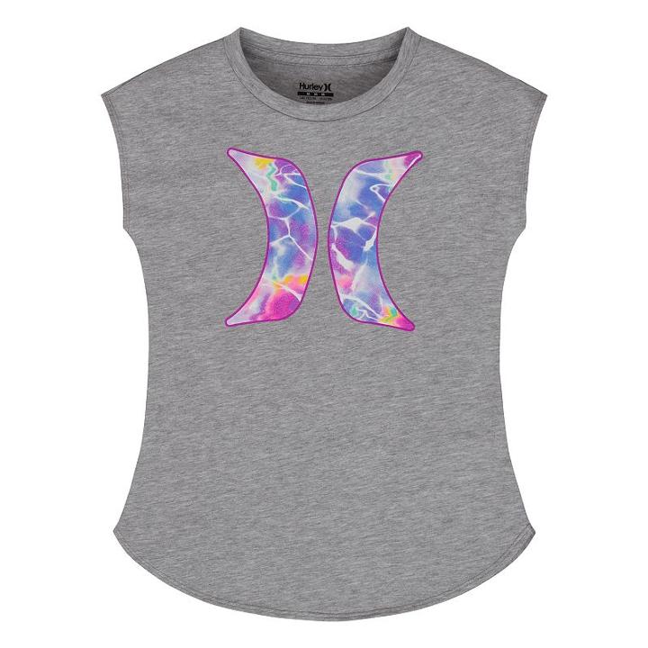 Girls 7-16 Hurley Printed Fill Logo Tee, Girl's, Size: Xl, Grey