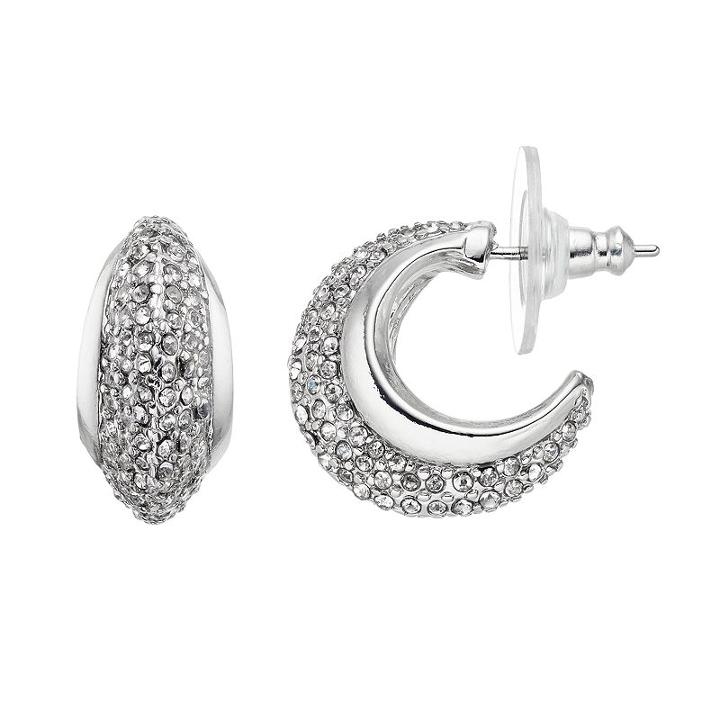 Simply Vera Vera Wang Pave Half Hoop Earrings, Women's, Silver