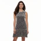 Women's Nina Leonard Floral Velvet Shift Dress, Size: Xl, Grey