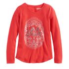 Girls 7-16 & Plus Size Mudd&reg; V-neck Thermal Graphic Tee, Size: 14 1/2, Med Red