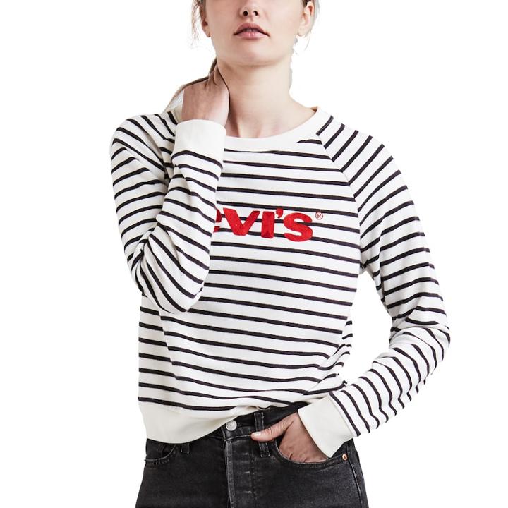 Women's Levi's Striped Crewneck Sweatshirt, Size: Medium, Blue
