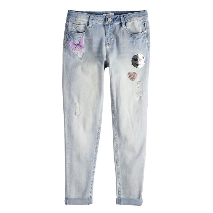 Girls 7-16 Mudd&reg; Girlfriend Denim Jeans, Size: 16, Light Blue