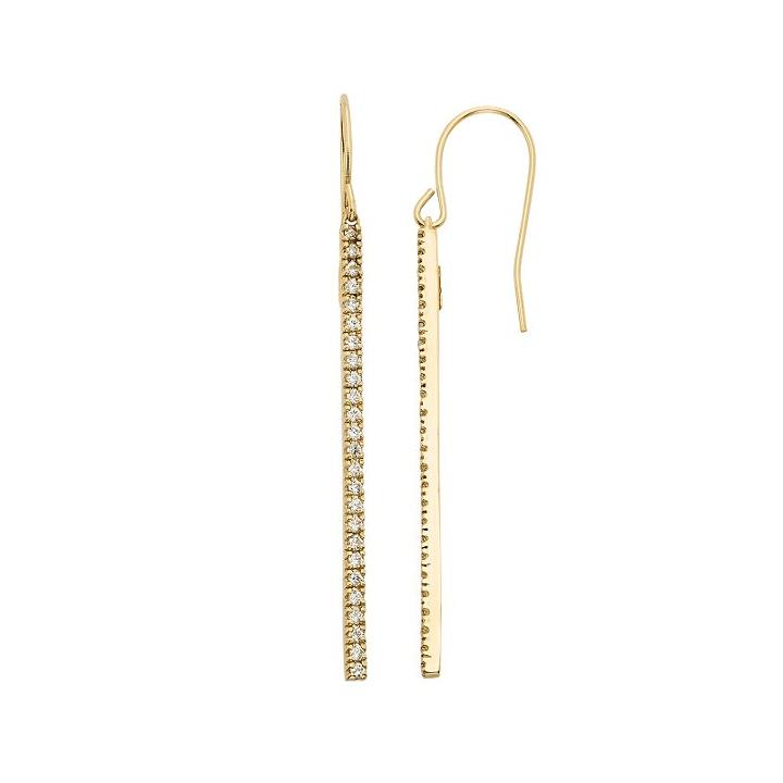 10k Gold Over Silver 1/2 Carat T.w. Diamond Stick Drop Earrings, Women's, White