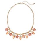 Peach Flower Stone Cluster Statement Necklace, Women's, Pink Other