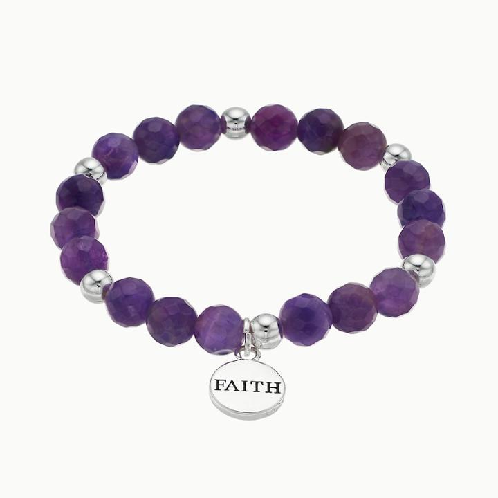 Amethyst Faith Stretch Bracelet, Women's, Purple