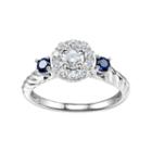 Diamonluxe 1/2 Carat T.w. Simulated Diamond & Lab-created Sapphire Sterling Silver Halo Ring, Women's, Size: 6, Blue