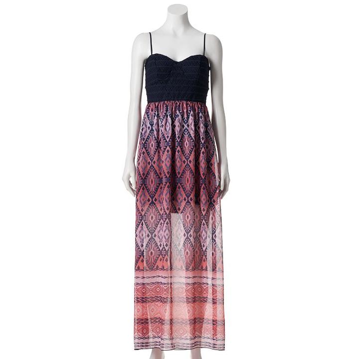 Juniors' Trixxi Lace Chiffon Maxi Dress, Girl's, Size: Medium, Blue (navy)