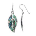 Sterling Silver Abalone Leaf Drop Earrings, Women's, Green
