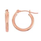 14k Gold Tube Hoop Earrings - 15 Mm, Women's, Pink