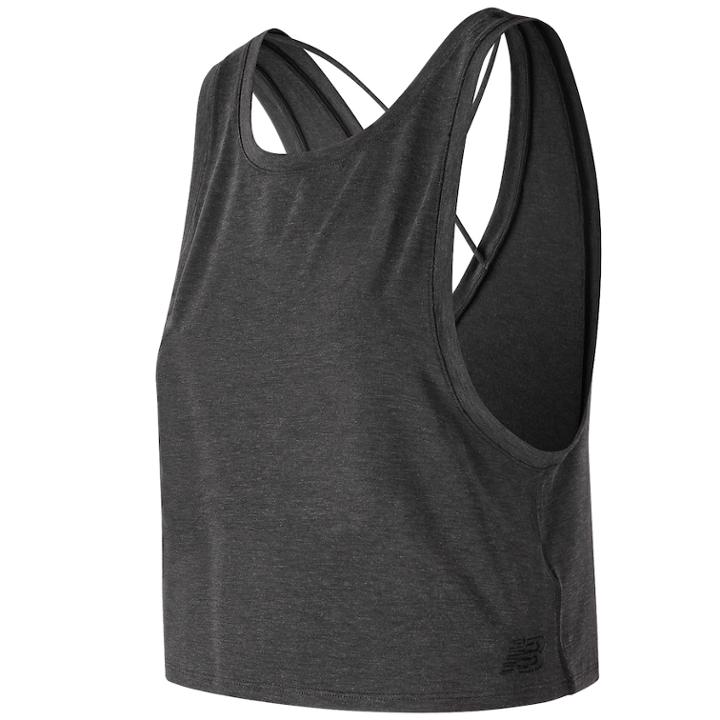 Women's New Balance Two-way Convertible Crop Tank, Size: Medium, Dark Grey