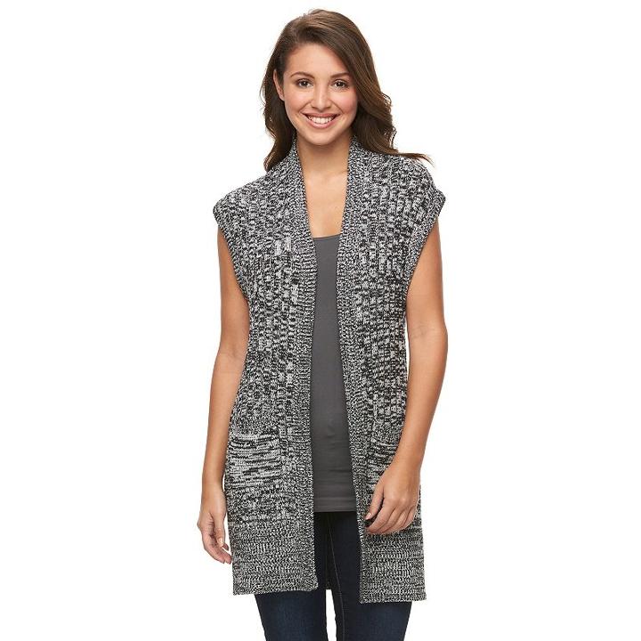 Women's Croft & Barrow&reg; Ribbed Open-front Cardigan, Size: Large, Black