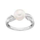 Sterling Silver Freshwater Cultured Pearl & Cubic Zirconia Ring, Women's, Size: 6, White