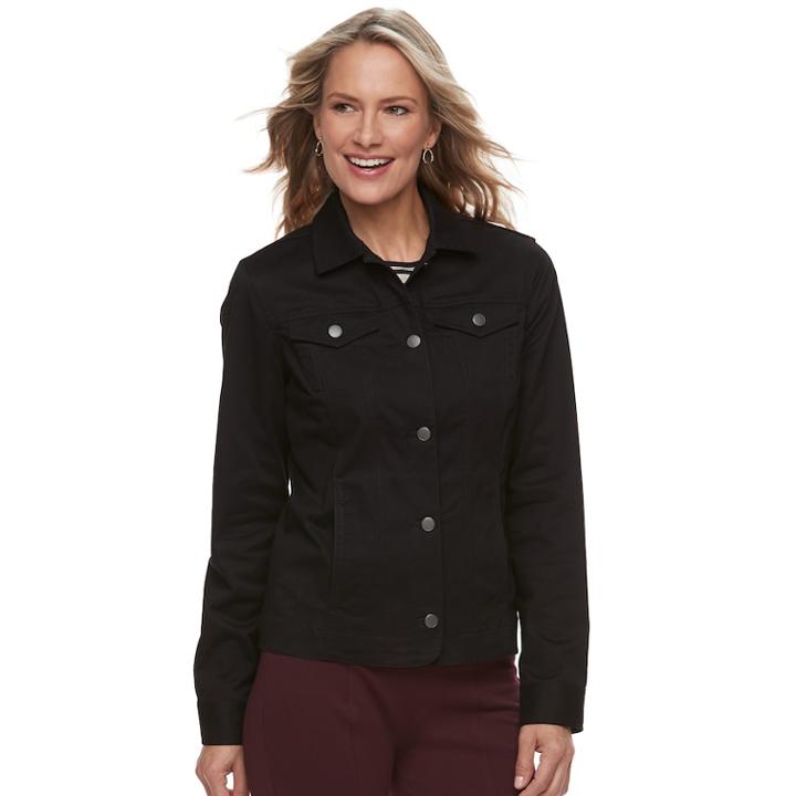 Women's Croft & Barrow&reg; Button-down Jacket, Size: Xxl, Black
