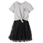 Girls 7-16 Three Pink Hearts Tie Front Top & Overlay Skirt Dress, Girl's, Size: 12, Black