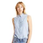 Levi's, Women's Sleeveless Button-down Top, Size: Large, Blue Other