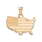 Logoart 10k Gold United States American Flag Pendant, Women's, Multicolor