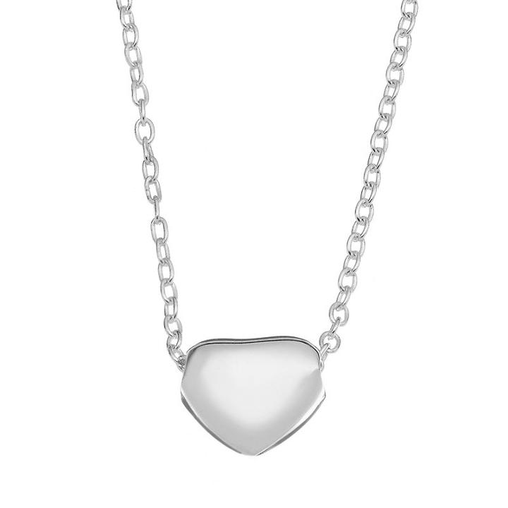 Sterling Silver Puffed Heart Necklace, Women's, Grey