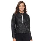 Women's Apt. 9&reg; Faux-leather Moto Jacket, Size: Xxl, Black