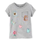 Girls 4-6x Carter's Gray Patch Tee, Size: 8, Light Grey