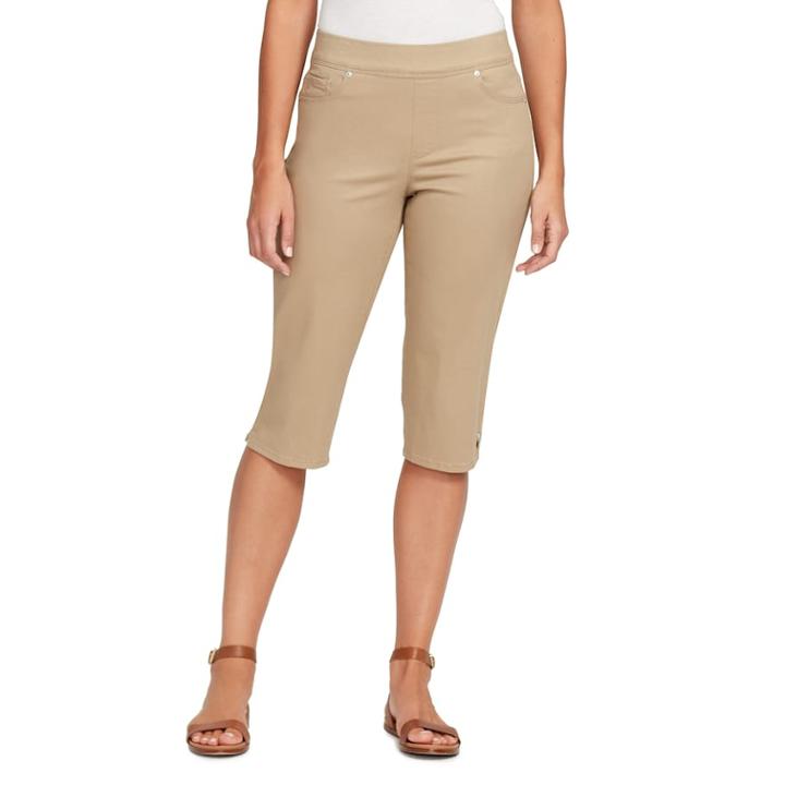 Women's Gloria Vanderbilt Avery Pull-on Skimmer Capris, Size: 14, Beig/green (beig/khaki)
