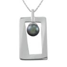 Sterling Silver Dyed Freshwater Cultured Pearl Rectangle Pendant, Women's, Size: 18, Multicolor