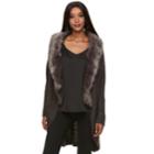 Women's Jennifer Lopez Hooded Faux-fur Trim Cardigan, Size: Small, Dark Grey